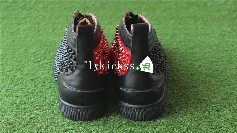 Christian Louboutin Flat Spike Sneaker High Top Black Red